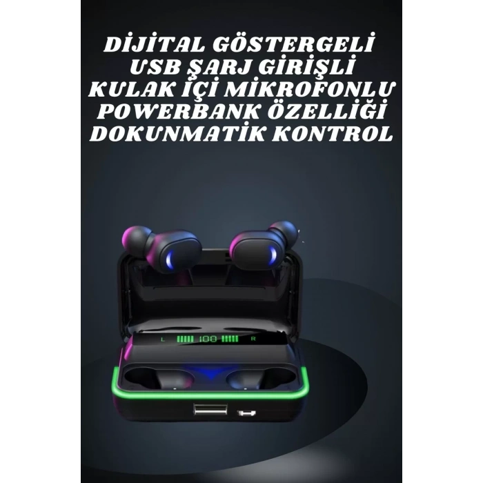 VipMarketim İkili Bluetooth Kulaklık Dijital Göstergeli Uzun Pil Ömrü Yüksek Ses Kaliteli