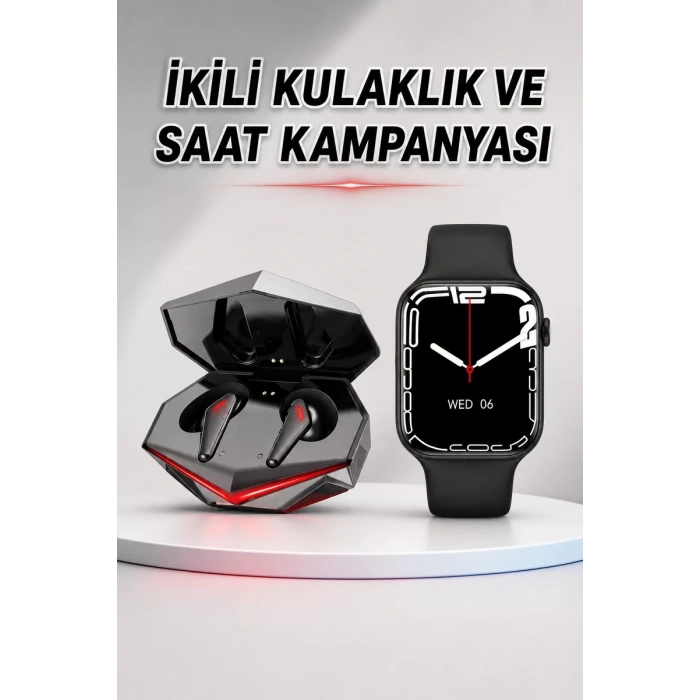 VipMarketim İkili Set Dev Kampanya Ucuz Kulaklık Ucuz Akıllı Saat Gürültü Önleyici Uzun Pil Ömrü
