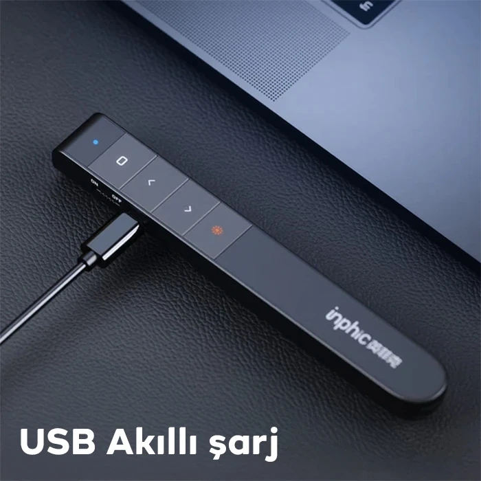 VipMarketim İNPHİC PL1 Projeksiyon Multimedya Sunum Şarjlı Kırmızı Lazerli Uzaktan Kumanda-(5775)