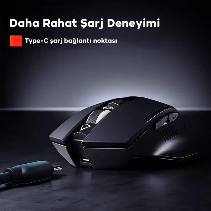 VipMarketim İNPHİC PM6 Kablosuz Fare Şarj Edilebilir Sessiz Kullanım 2.4G 500 mAh USB Mouse-(5775)