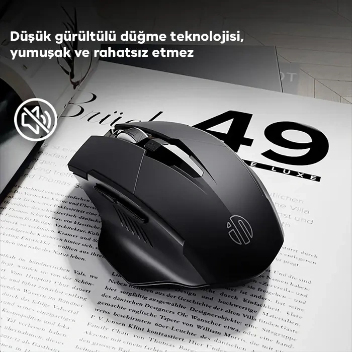 VipMarketim İNPHİC PM6 Kablosuz Fare Şarj Edilebilir Sessiz Kullanım 2.4G 500 mAh USB Mouse-(5775)