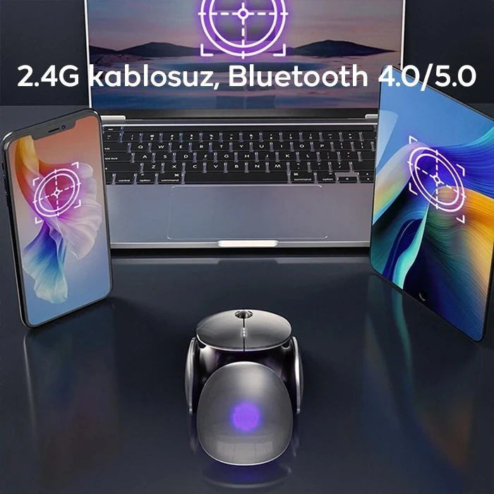 VipMarketim İNPHIC X2 Üç Modlu Oyun Faresi 800-2400DPI RGB Işık 2.4G /BT4.0/BT5.0 Sessiz-(5775)