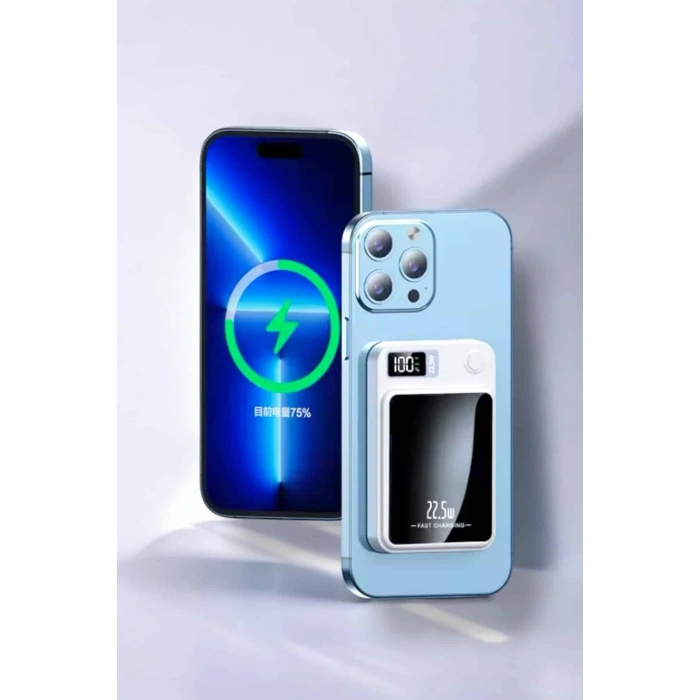 VipMarketim iOS Uyumlu 22.5W Hızlı Şarj Magsafe Powerbank Dijital Göstergeli 10.000 mAh