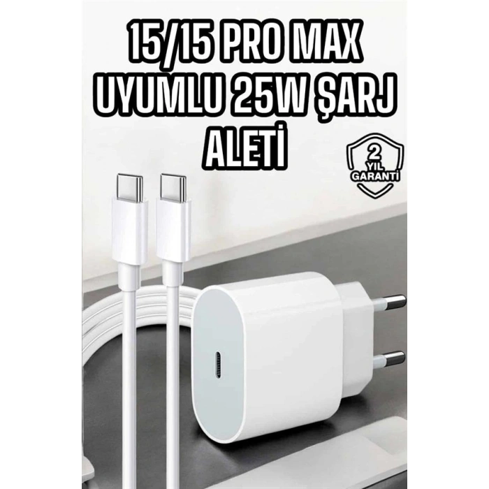 VipMarketim İOS Uyumlu Type-C Girişli Hızlı Şarj 15/15 Pro Max Adaptör ve Kablosu