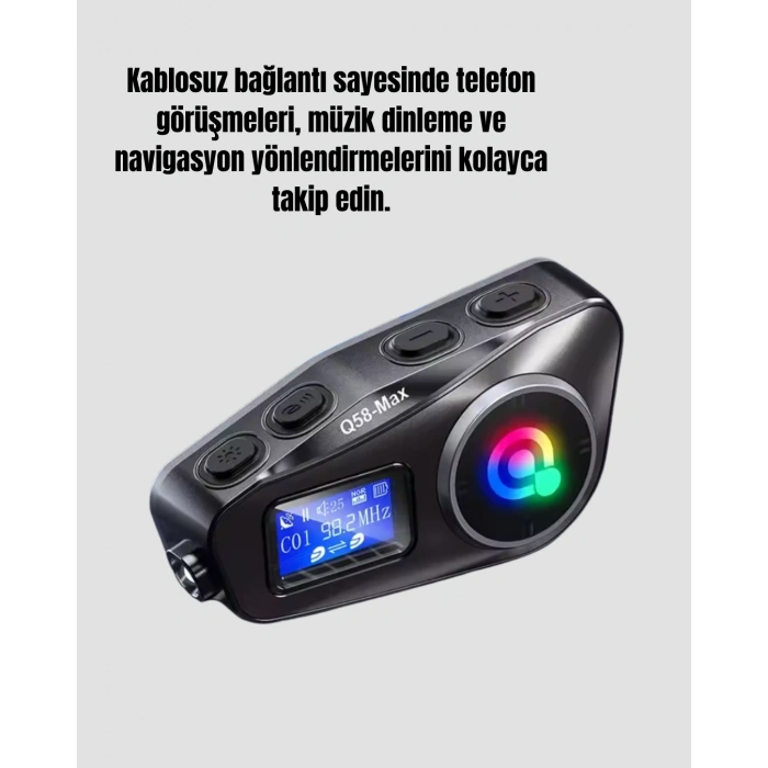VipMarketim IP65 Suya Dayanıklı Kask Bluetooth Kulaklık LCD Ekranlı