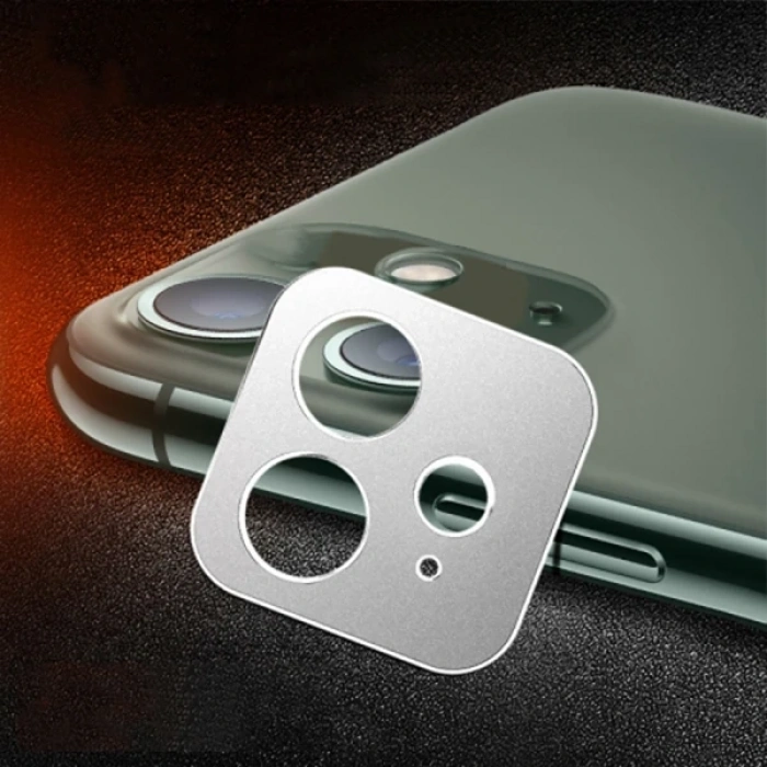 VipMarketim iPhone 11 6.1 3D Metal Kamera Koruyucu Metal Lens-(5775)