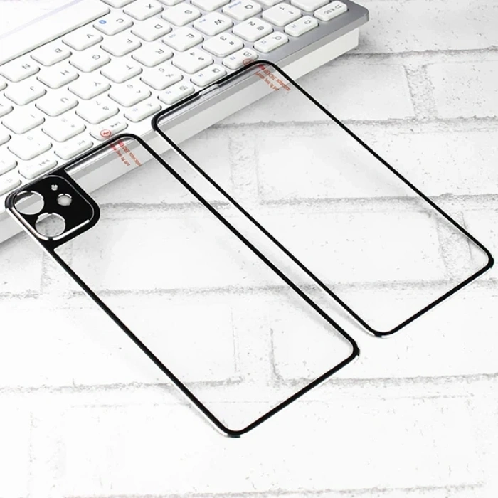 VipMarketim İPhone 11 6.1 Metal Çerçeve Ön Arka 3D Full Tempered Cam Koruyucu-(5775)