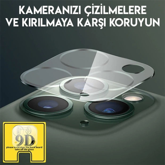 VipMarketim iPhone 11 Pro 11 Pro Max Full Tempered Kamera Koruyucu Kırılmaz Cam-(5775)