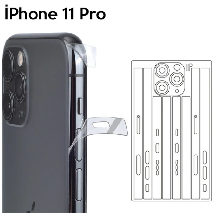 VipMarketim İPhone 11 Pro 5.8 Hidrojel Hayalet Yan Alt Üst Kamera Kaplama Film-(5775)