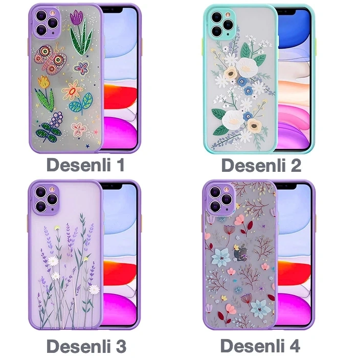 VipMarketim iPhone 11 Pro 5.8inç Kamera Korumalı Çiçek Desenli Silikon Kılıf-(5775)