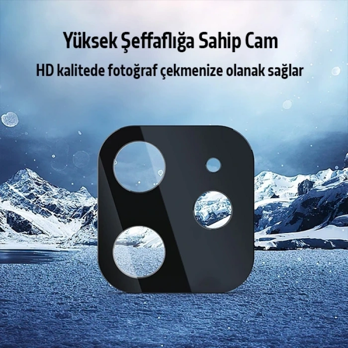 VipMarketim İPhone 12 Mini 2İN1 Full Glue Tempered Cam Ekran Koruyucu +Kamera Lens Set-(5775)