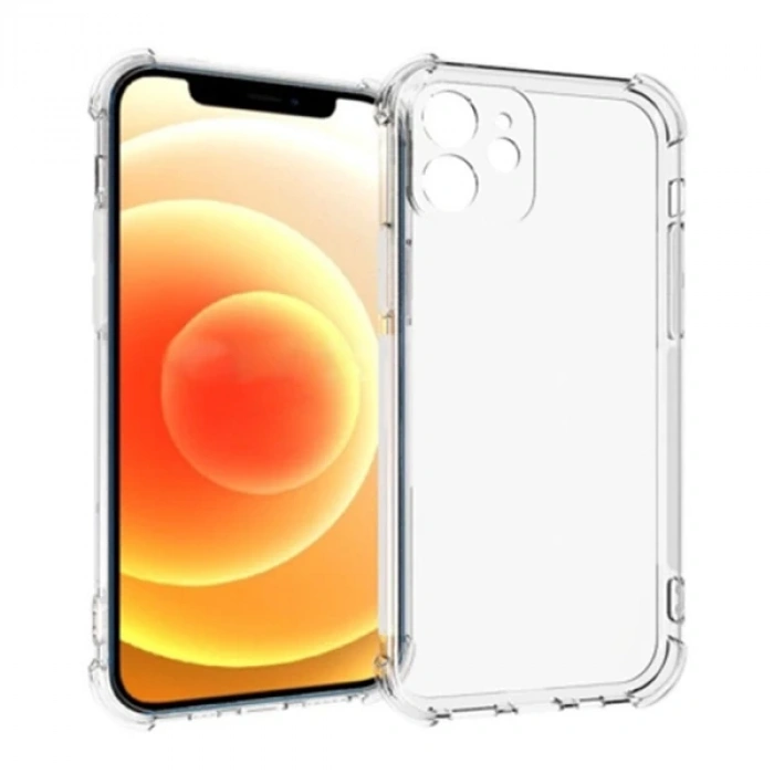 VipMarketim İPhone 12 Mini 5.4 Anti-Drop Silikon Kılıf Kamera Korumalı Şeffaf Silikon Kılıf-(5775)
