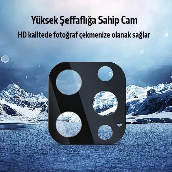 VipMarketim İPhone 12 Pro Max 2İN1 Full Glue Tempered Cam Ekran Koruyucu +Kamera Lens Set-(5775)