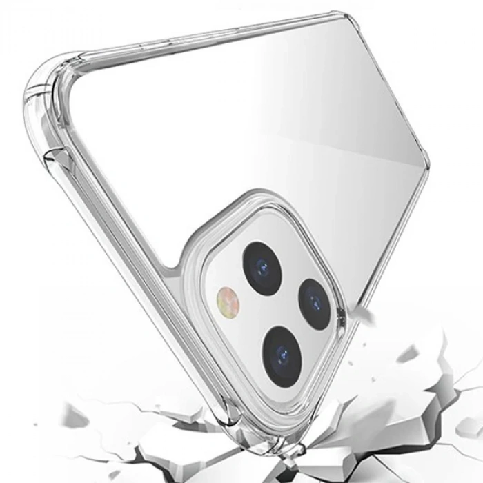 VipMarketim İPhone 12 Pro Max 6.7 Anti-Drop Silikon Kılıf Shockproof Şeffaf kılıf-(5775)