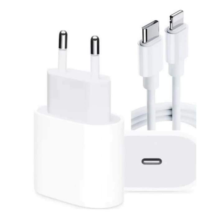 VipMarketim iPhone 14 13 12 11 XR XS Max 20W Lightning Şarj Adaptörü Kablo Dahil