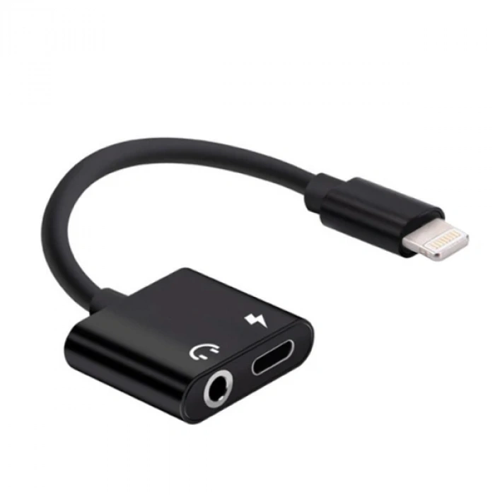 VipMarketim İPhone-3.5mm Kulaklık Ve Şarj Dönüştürücü Başlık Adaptör Kablo-(5775)