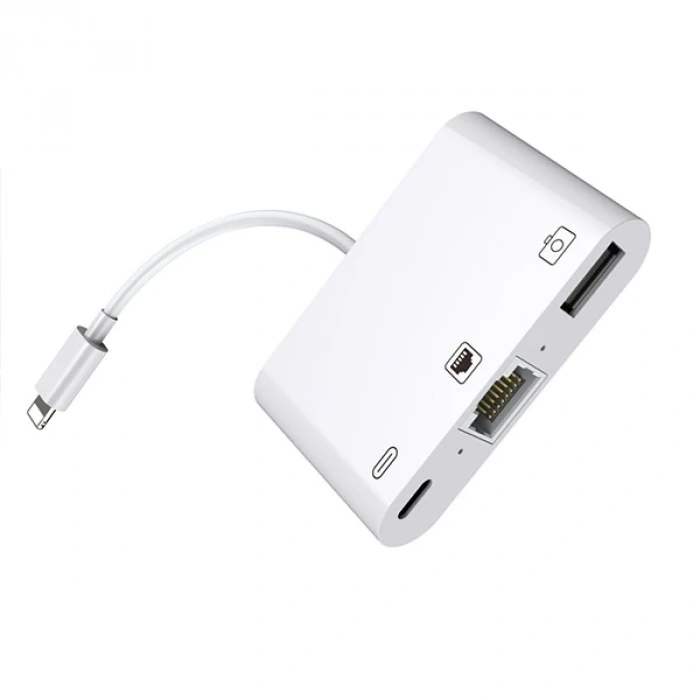VipMarketim İPhone/İPad 3İN1 Ethernet RJ45 Ve Usb Kamera Adaptörü NK107-(5775)