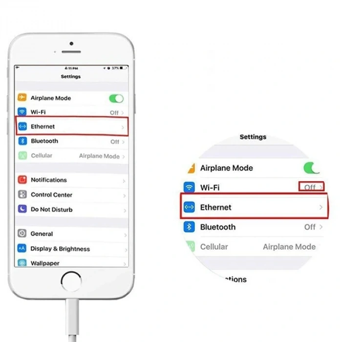 VipMarketim İPhone/İPad Lightning To Ethernet RJ45 Adaptörü NK107A1-(5775)