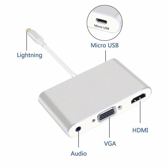 VipMarketim İPhone İPad P32 Hdmi Vga Av Audio Dönüştürücü Adaptör-(5775)