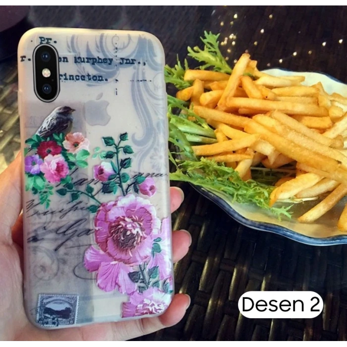 VipMarketim İphone X Xs 3d Gül Desenli Premium Silikon Kılıf-(5775)