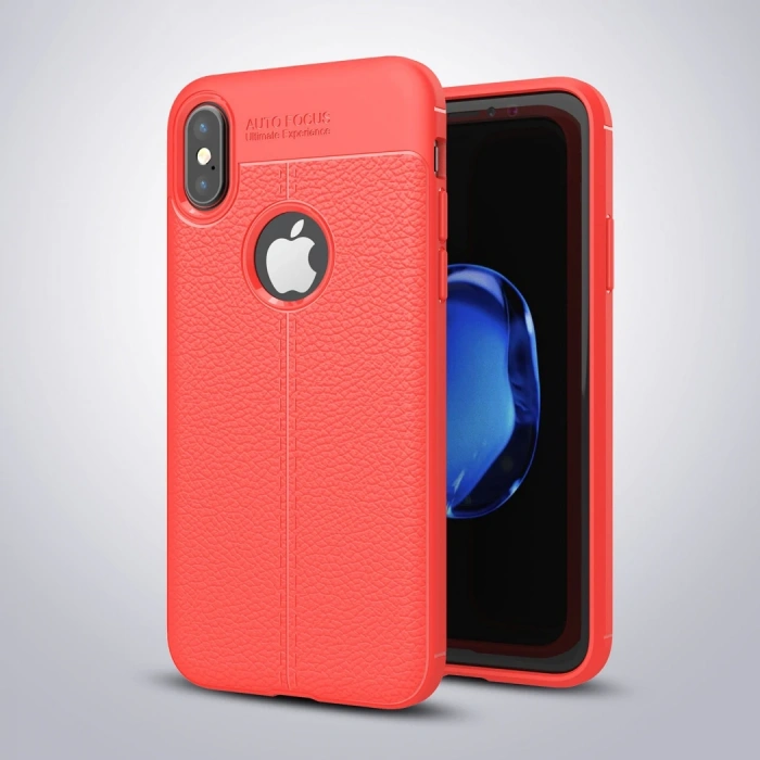 VipMarketim İphone X Xs Litchi Tam Koruma Soft Silikon Kılıf-(5775)