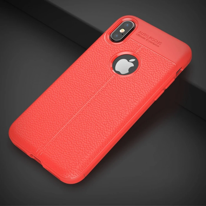 VipMarketim İphone X Xs Litchi Tam Koruma Soft Silikon Kılıf-(5775)