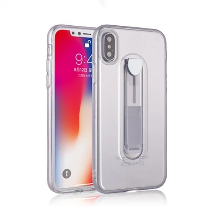 VipMarketim İphone X Xs Selfie Yüzüklü Şeffaf Silikon Kılıf-(5775)