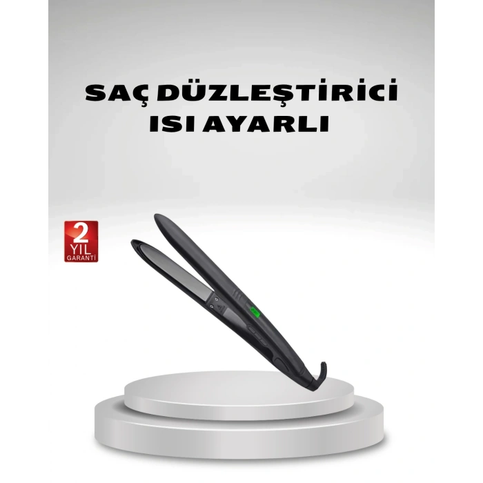 VipMarketim Isı Ayarlı Saç Düzleştirici Titanyum Seramik Plaka Dijital Ekran