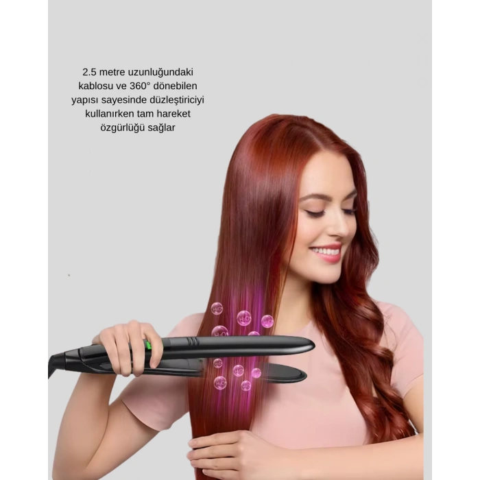 VipMarketim Isı Ayarlı Saç Düzleştirici Titanyum Seramik Plaka Dijital Ekran