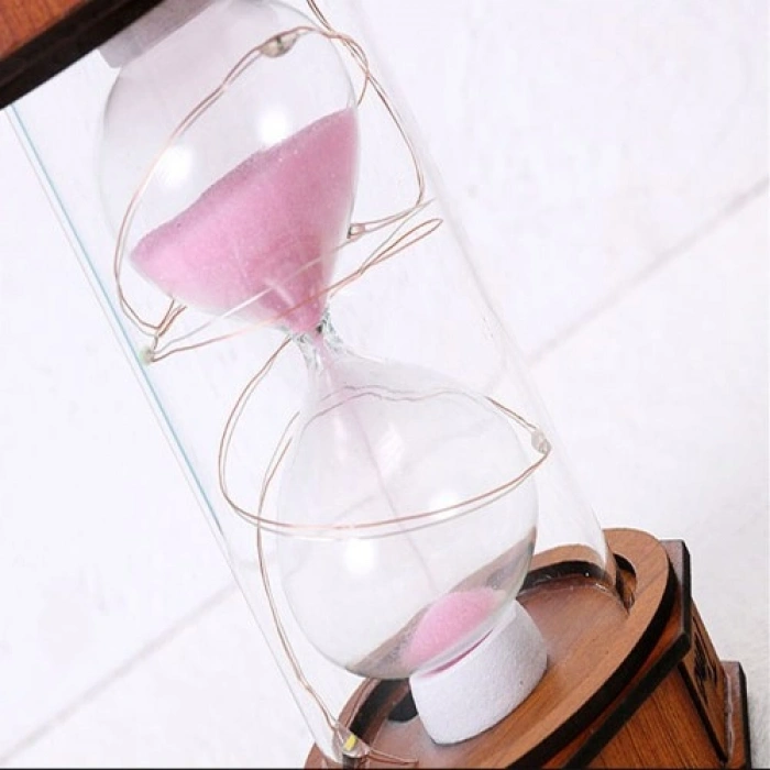 VipMarketim Işıklı Dekoratif Ahşap Kum Saati