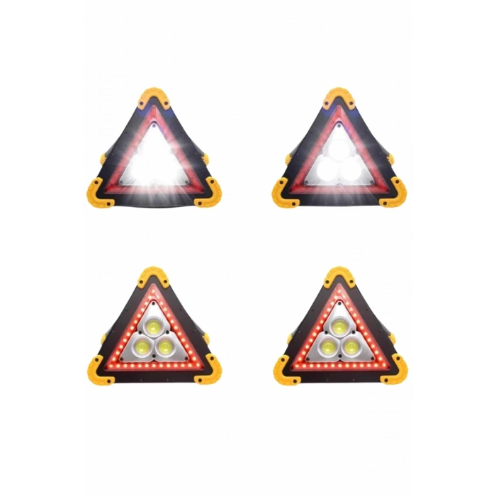 VipMarketim Işıklı İkaz Lambası Reflektör Şarjlı Işıklı Üçgen LED Acil Durum Feneri