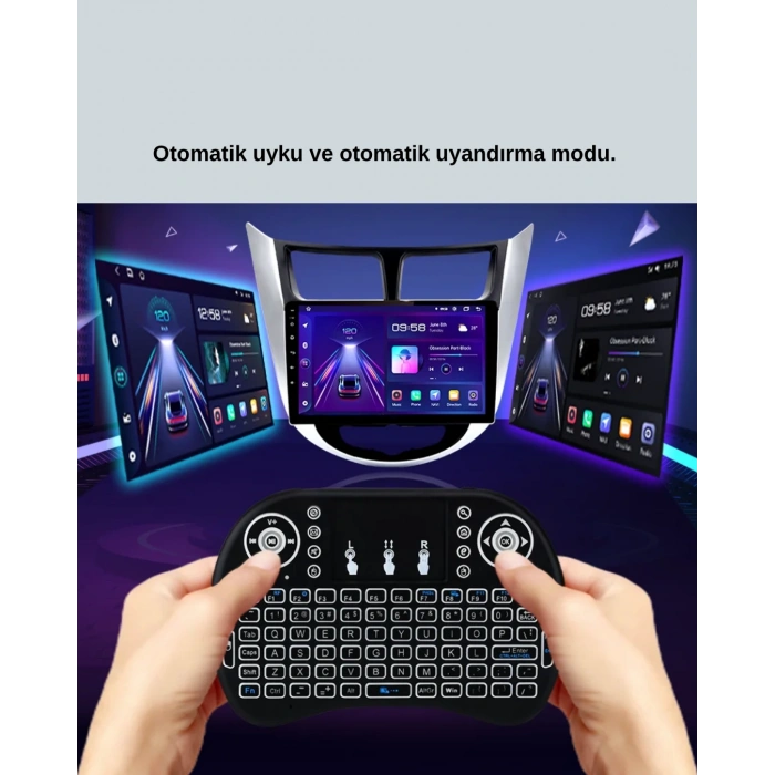 VipMarketim Işıklı Kablosuz Mini Klavye – 2.4 GHz Dokunmatik Mouse Özellikli