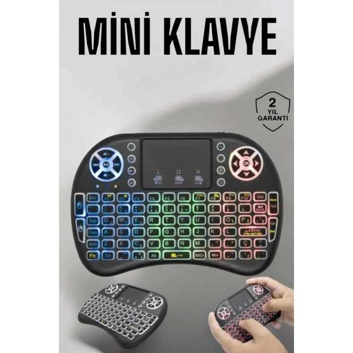 VipMarketim Işıklı Kablosuz Mini Q Klavye Tüm Cihazlara Uyumlu