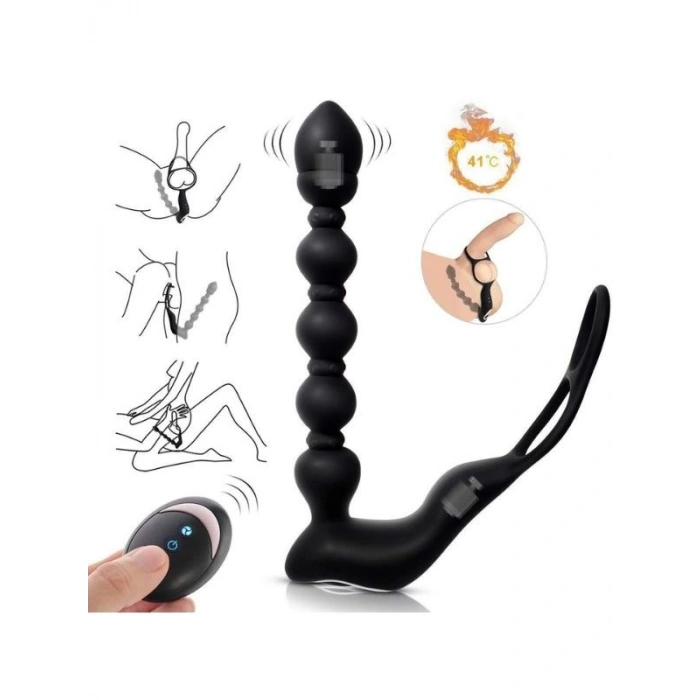 VipMarketim Isıtmalı Penis Halkalı Anal Prostat Vibratör