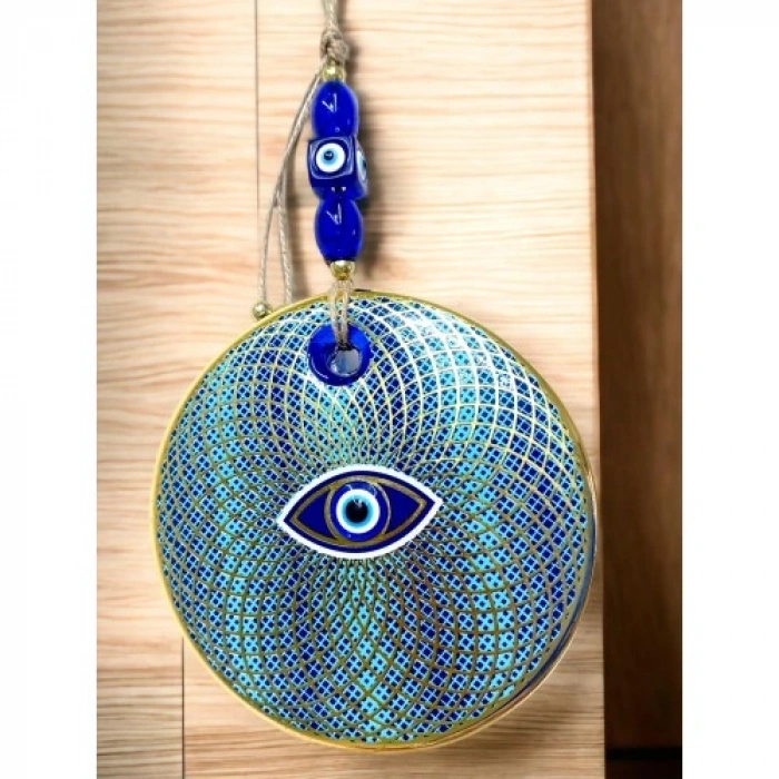 VipMarketim İşlemeli Geometrik Nazar Boncuklu Cam Duvar Süsü