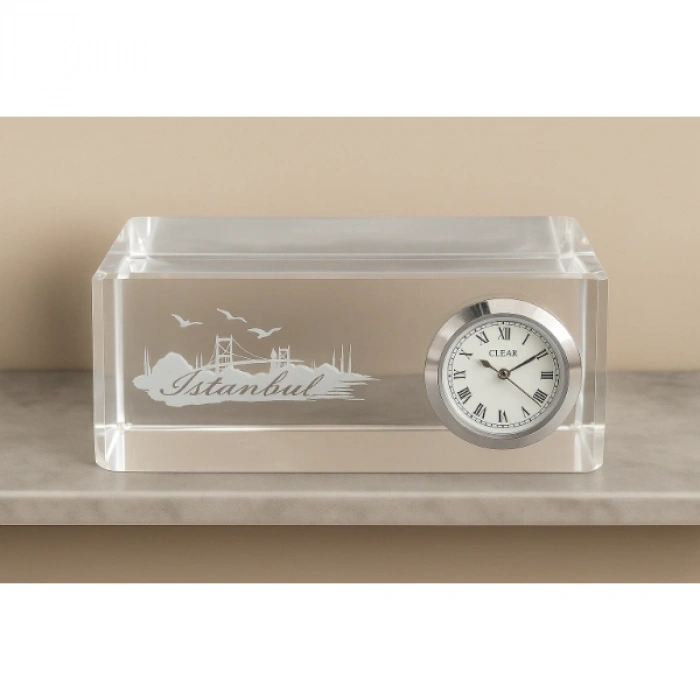 VipMarketim İstanbul Tasarımlı Kristal Saatli Biblo
