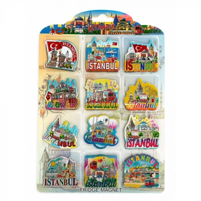 VipMarketim İstanbul Temalı Silikon Buzdolapı Süsü Magnet 12Li Set