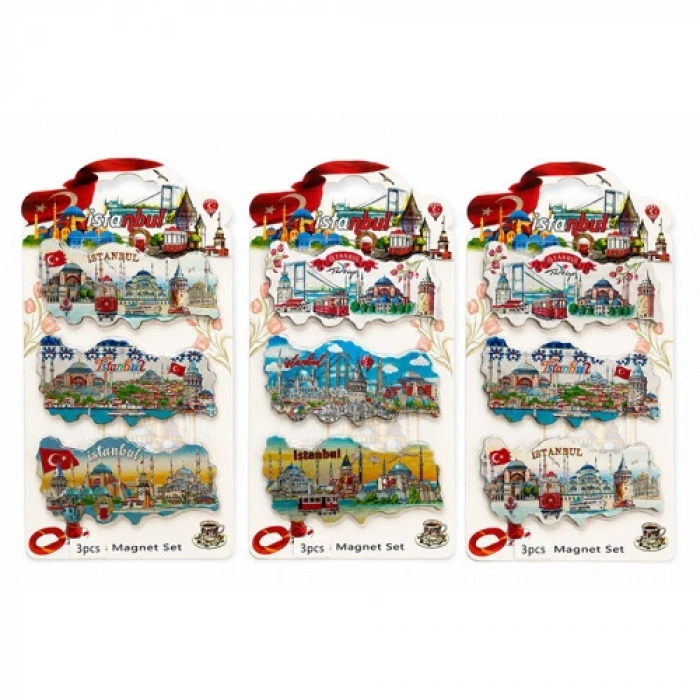 VipMarketim İstanbul Temalı Silikon Buzdolapı Süsü Magnet 3Lü Set