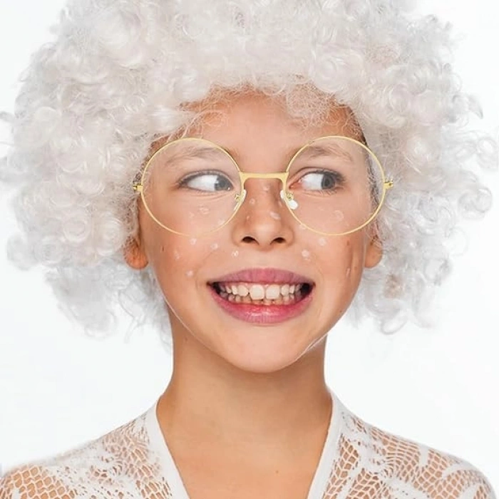 VipMarketim John Lennon Tarzı Gold Çerçeveli Şeffaf Gözlük