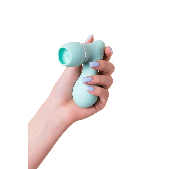 VipMarketim Jos Di̇ngo Dilli Klitoral Vakum Vibratörü, Silikon, Cam Göbeği, 9,5 Cm