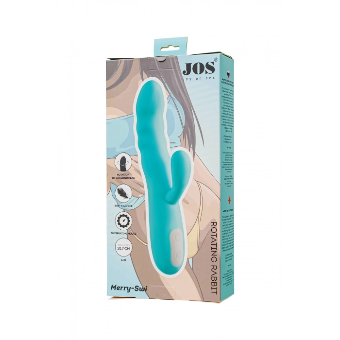 VipMarketim Jos Klitoral Uyarımlı Vibratör-döndürücü Merry-swi, Silikon, Mavi, 20,7 Cm