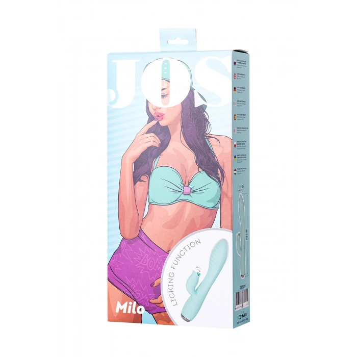 VipMarketim JOS MİLO Klitoral Uyarıcı ve Dilli Vibratör, Silikon, Cam Göbeği, 20 cm