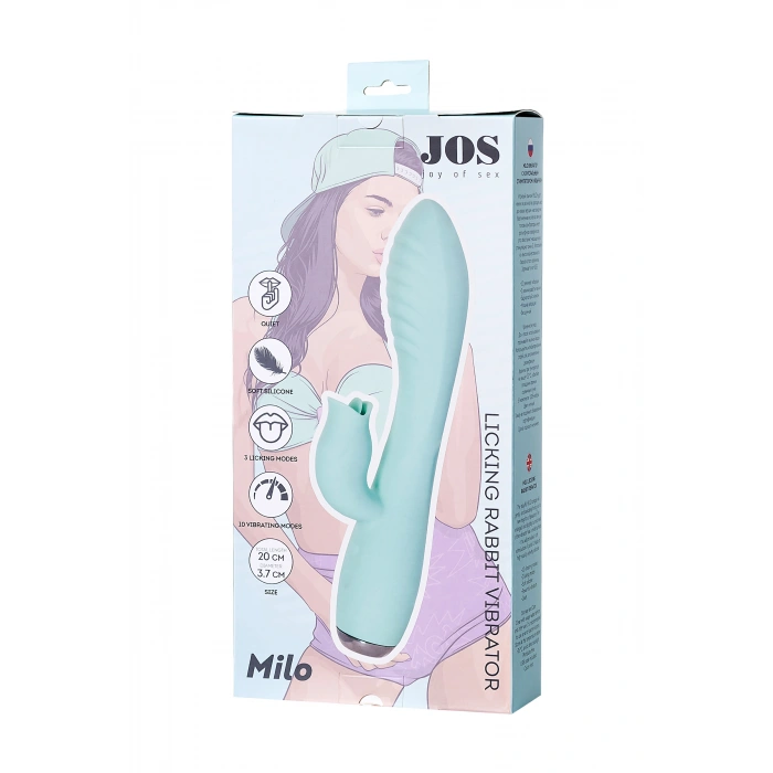 VipMarketim JOS MİLO Klitoral Uyarıcı ve Dilli Vibratör, Silikon, Cam Göbeği, 20 cm