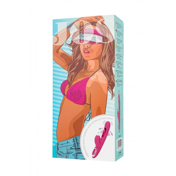 VipMarketim JOS Monti Hareketli Dilli ve Titreşimli Top Başlıklı Vibratör, Silikon, Pembe, 24 cm