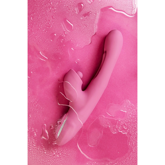 VipMarketim JOS Monti Hareketli Dilli ve Titreşimli Top Başlıklı Vibratör, Silikon, Pembe, 24 cm