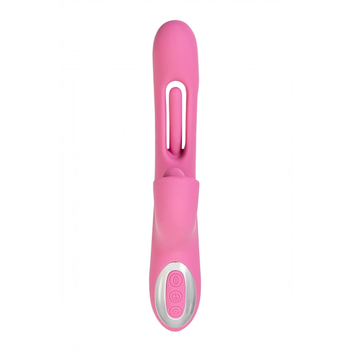 VipMarketim Jos Monti Hareketli Dilli Ve Titreşimli Top Başlıklı Vibratör, Silikon, Pembe, 24 Cm