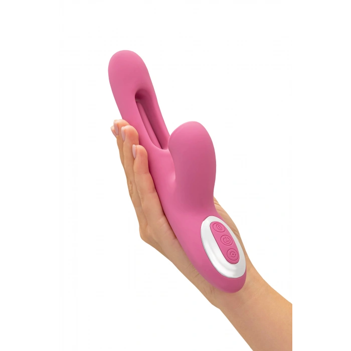 VipMarketim Jos Monti Hareketli Dilli Ve Titreşimli Top Başlıklı Vibratör, Silikon, Pembe, 24 Cm