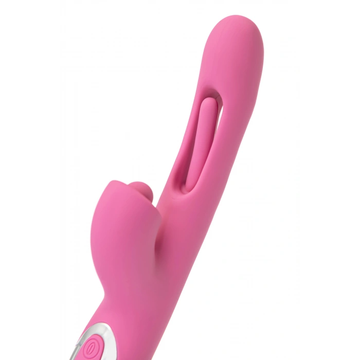 VipMarketim Jos Monti Hareketli Dilli Ve Titreşimli Top Başlıklı Vibratör, Silikon, Pembe, 24 Cm