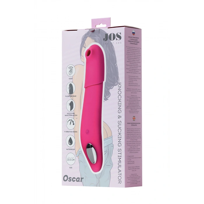 VipMarketim Jos Oscar 2si 1 Arada Vakum Dalgası Vibratör , Silikon, Pembe, 20.5 C