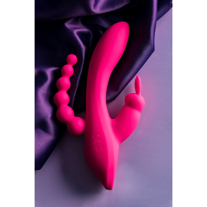 VipMarketim Jos Spanky Üçlü Vibratör, Silikon, Pembe, 21 Cm